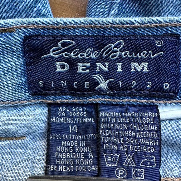 Vintage EDDIE BAUER Loose Fit Denim Shorts 14 - Picture 3 of 4